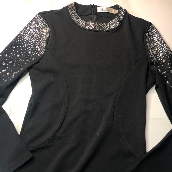 MaxMara Body-con Rhinestone Detail Cocktail Dress - Picture 4 of 5
